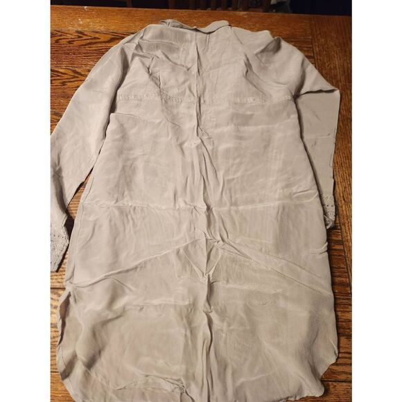 Johnny Was For Love and liberty grey silk asymmetrical buttons tunic dress sz Sm - Picture 5 of 5